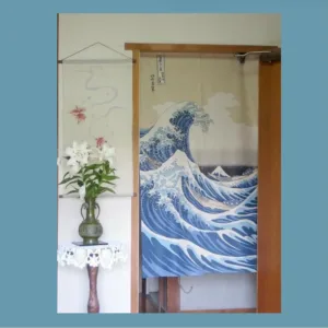 Japanese Noren (Traditional Doorway Curtain)　Hokusai pattern